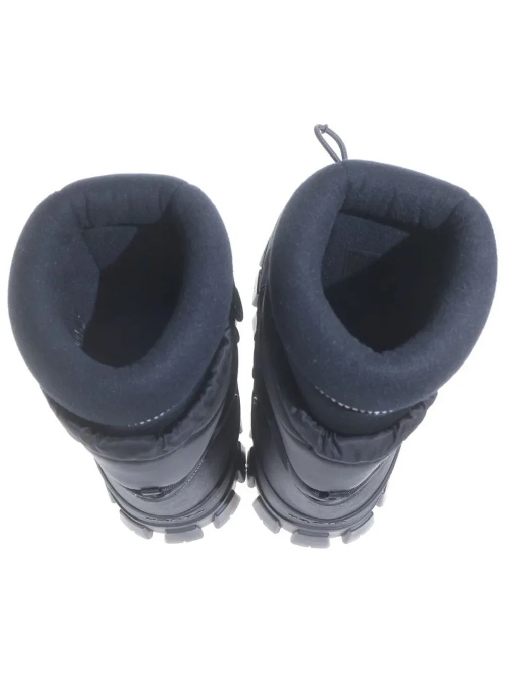 Prada Re-Nylon Gabardine Apres Ski Boots Long Triangle Logo Black